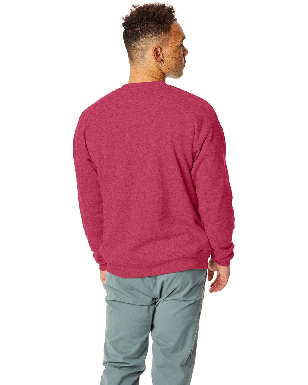 Hanes 50/50 Crewneck Sweatshirt P1607 | Heather Red - Back