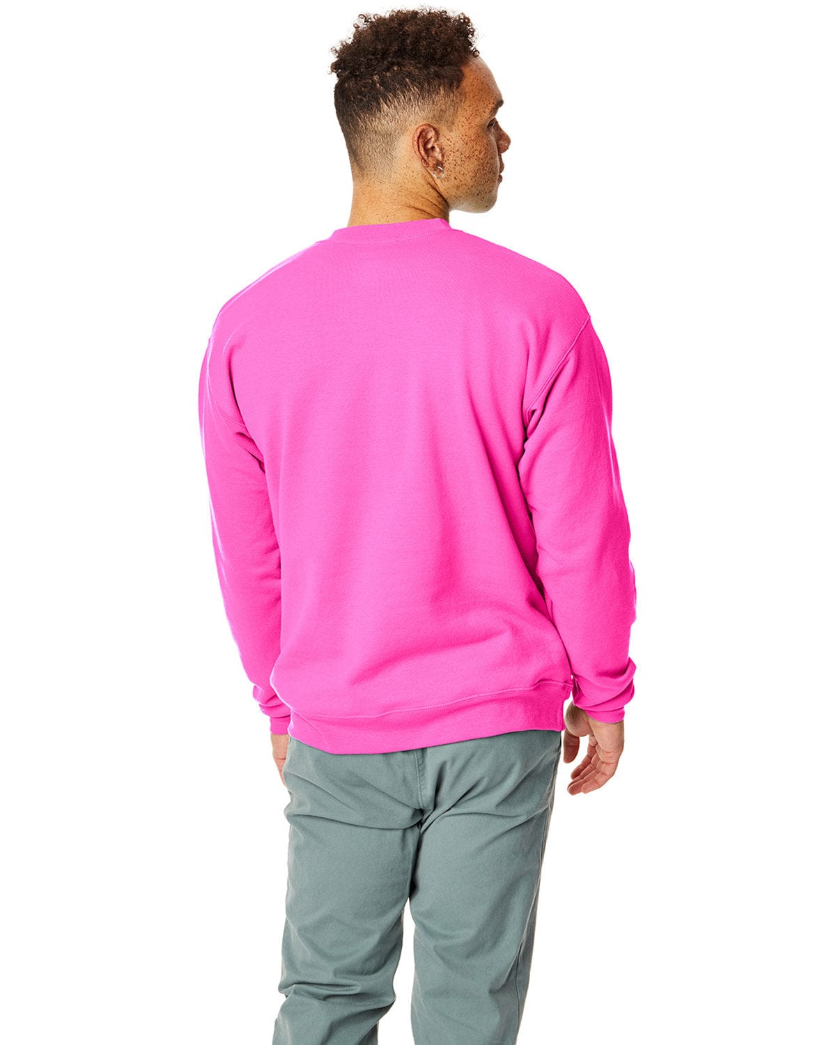 Hanes 50/50 Crewneck Sweatshirt P1607 | Safety Pink - Back