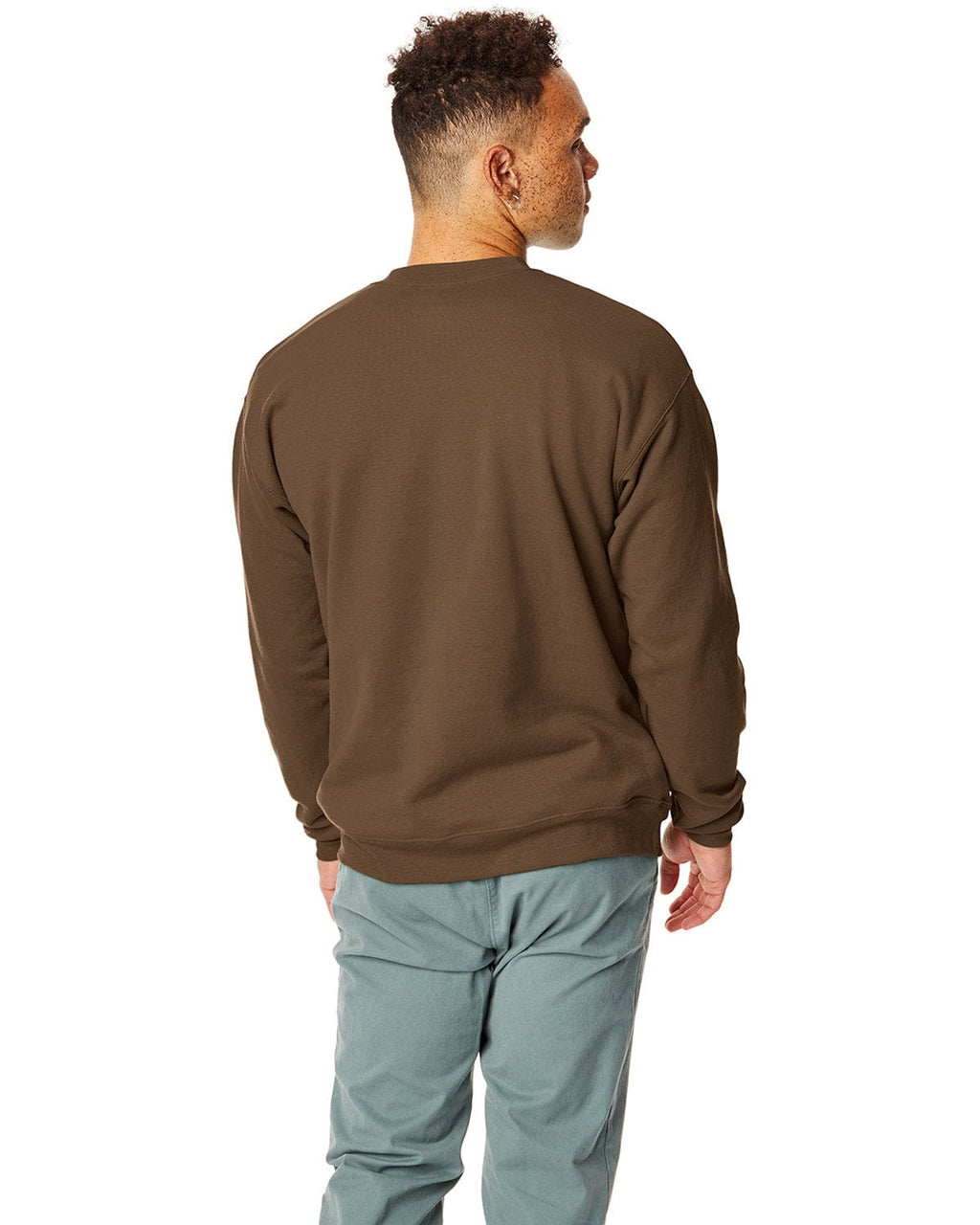 Hanes 50/50 Crewneck Sweatshirt P1607 | Army Brown - Back