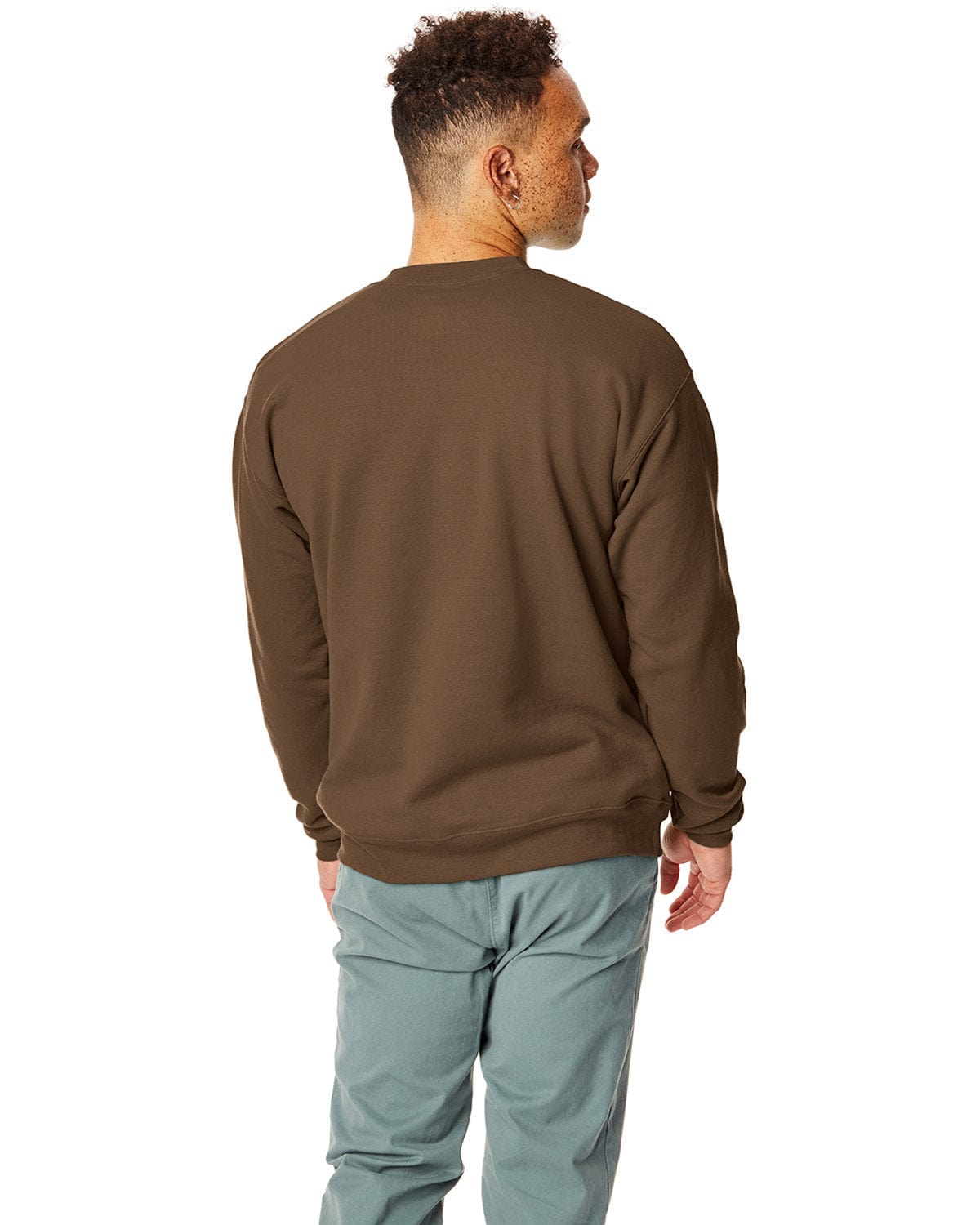Hanes 50/50 Crewneck Sweatshirt P1607 | Army Brown - Back