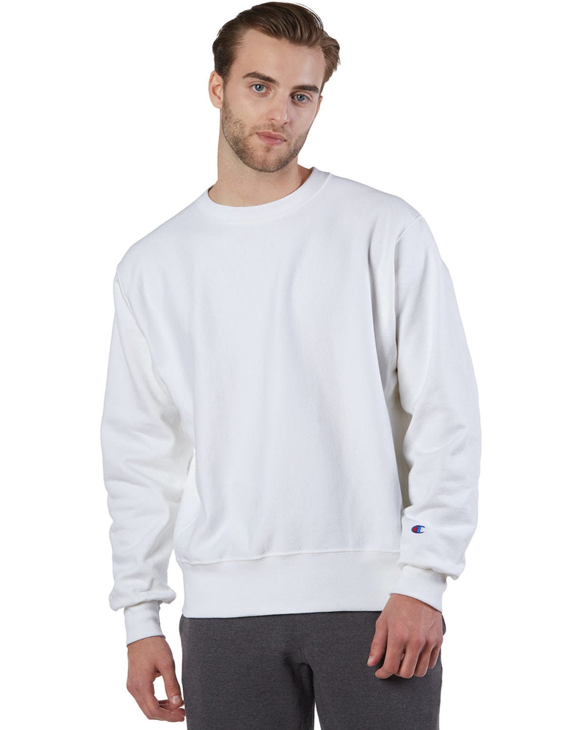 Champion Reverse Weave Crewneck Sweatshirt S1049 | White - Front