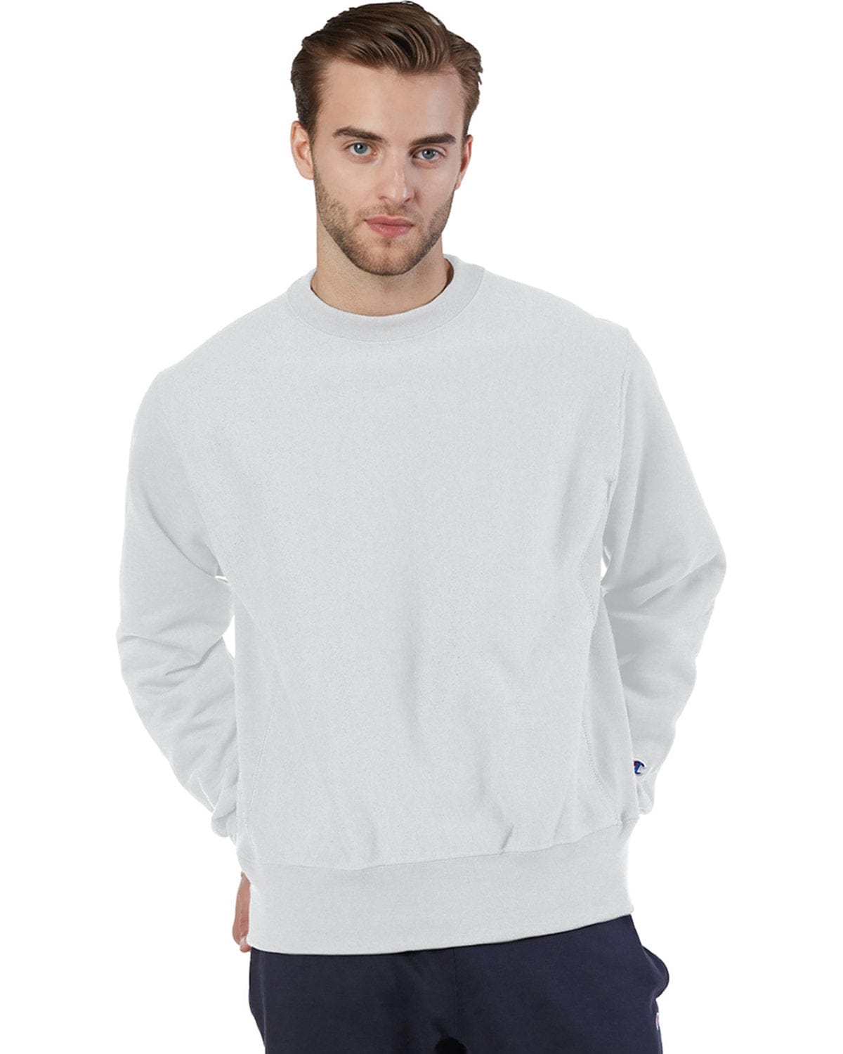 Champion Reverse Weave Crewneck Sweatshirt S1049 | Silver Gray - Front