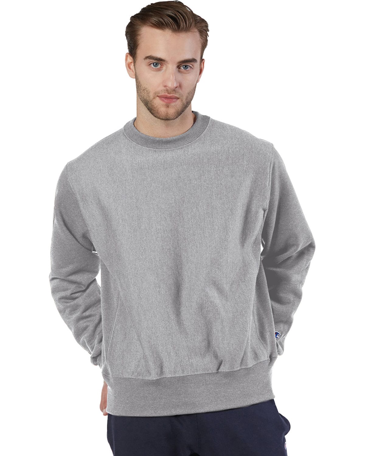 Champion Reverse Weave Crewneck Sweatshirt S1049 | Oxford Gray - Front