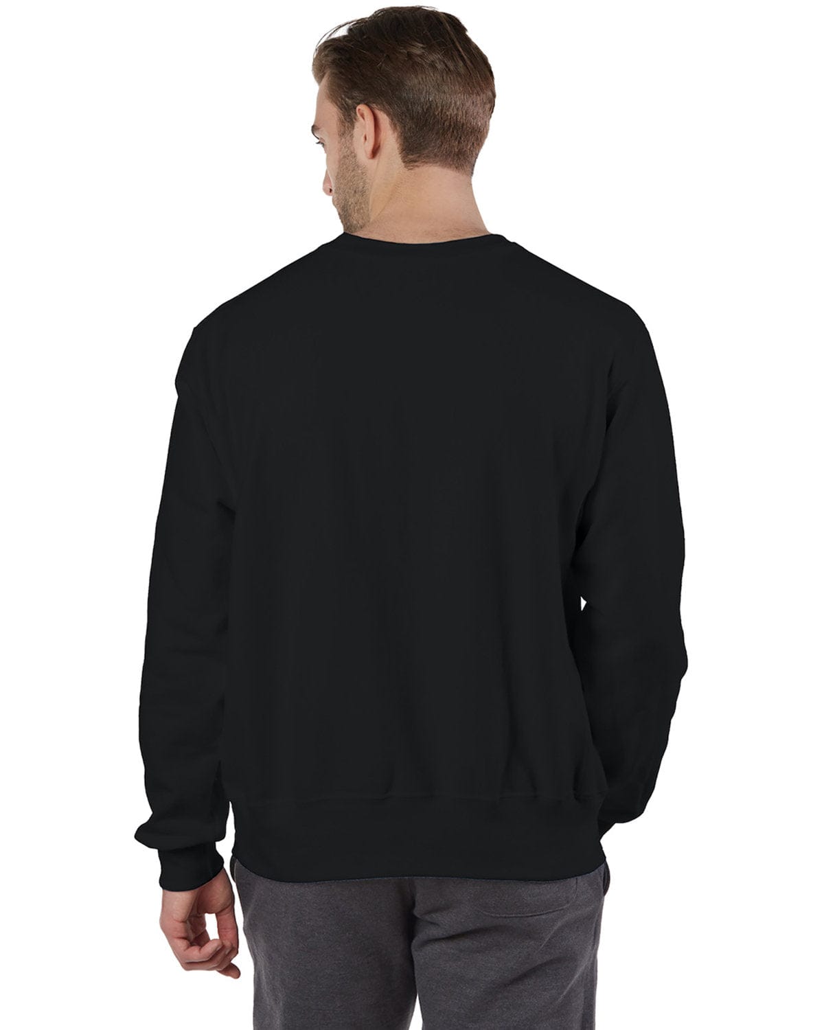 Champion Reverse Weave Crewneck Sweatshirt S1049 | Black - Back