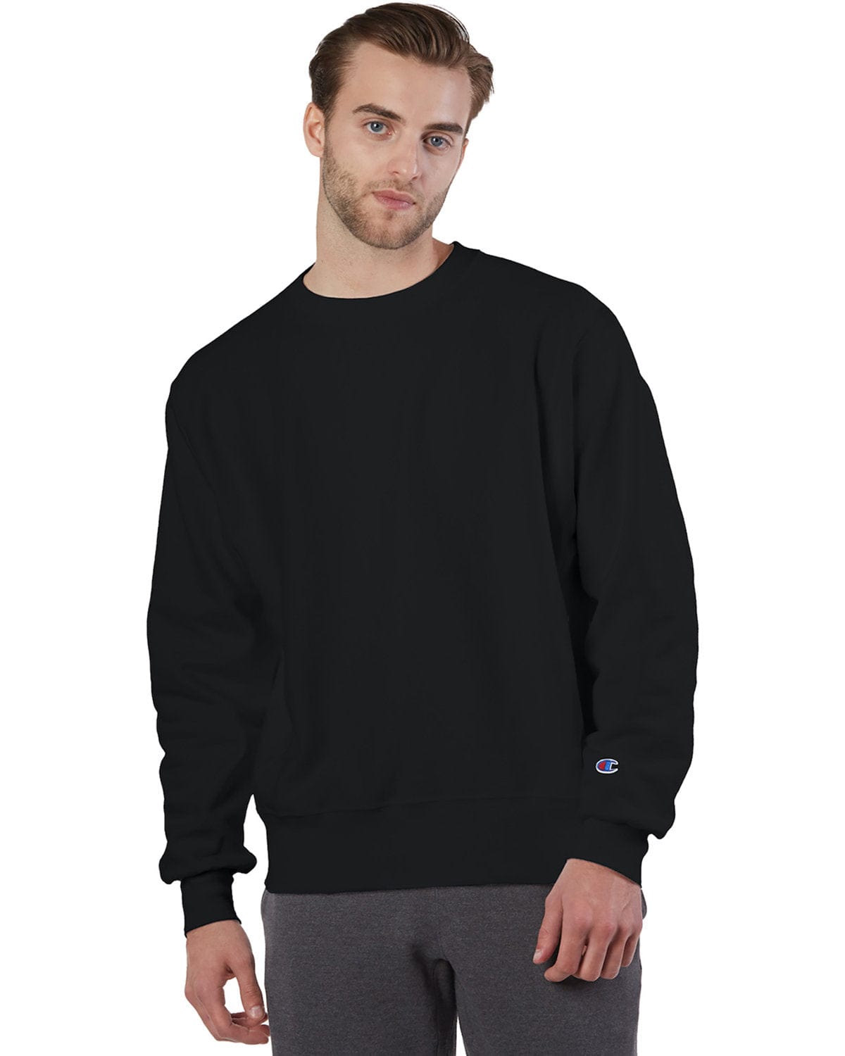 Champion Reverse Weave Crewneck Sweatshirt S1049 | Black - Front