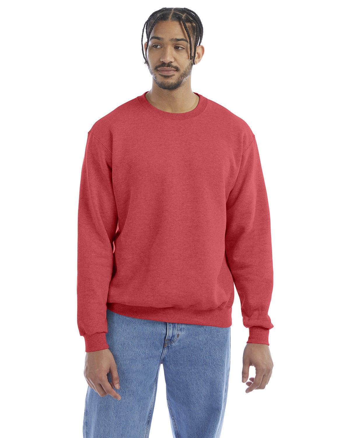 Champion EcoSmart Crewneck Sweatshirt S600 | Scarlet Heather - Front