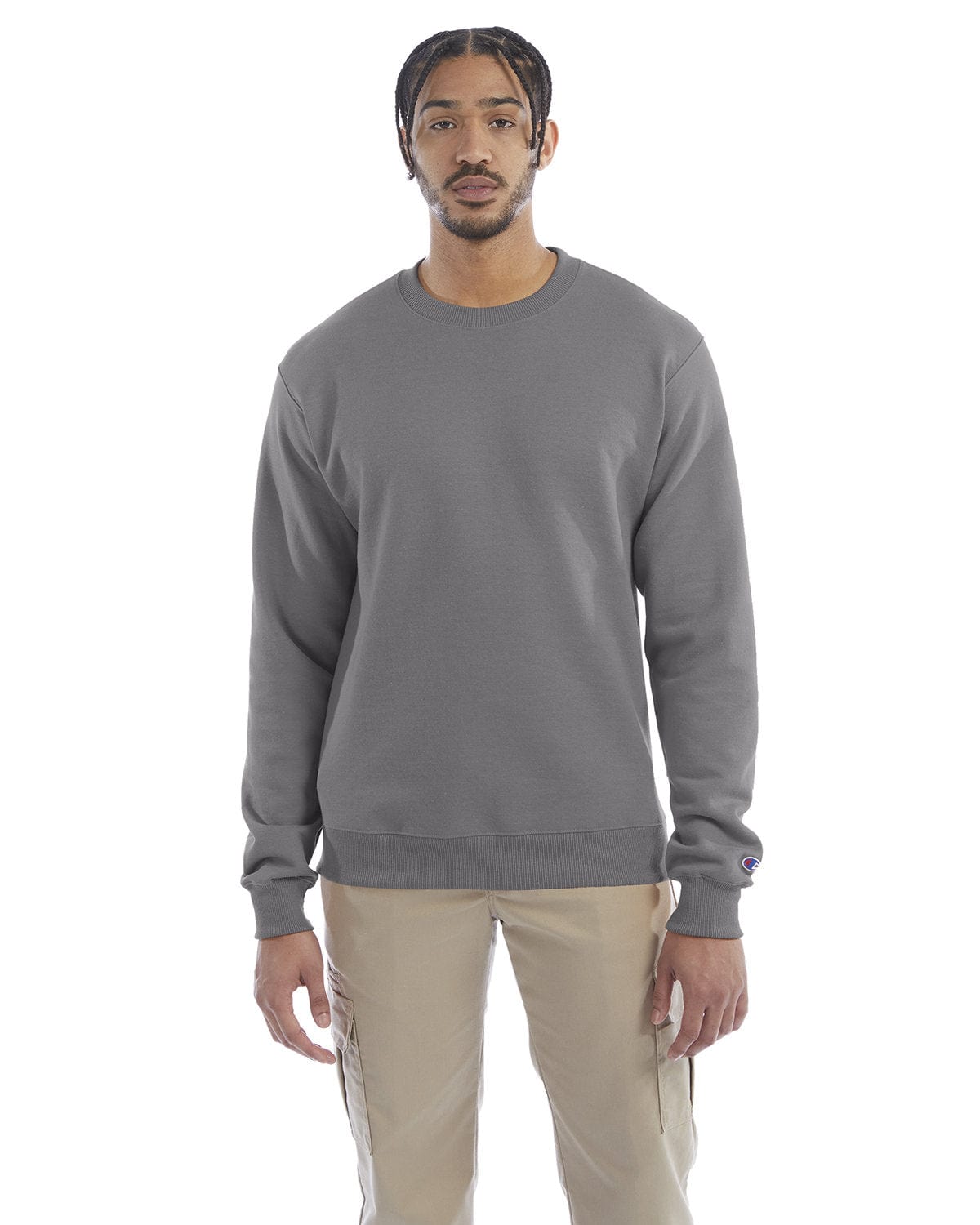 Champion EcoSmart Crewneck Sweatshirt S600 | Stone Gray - Front