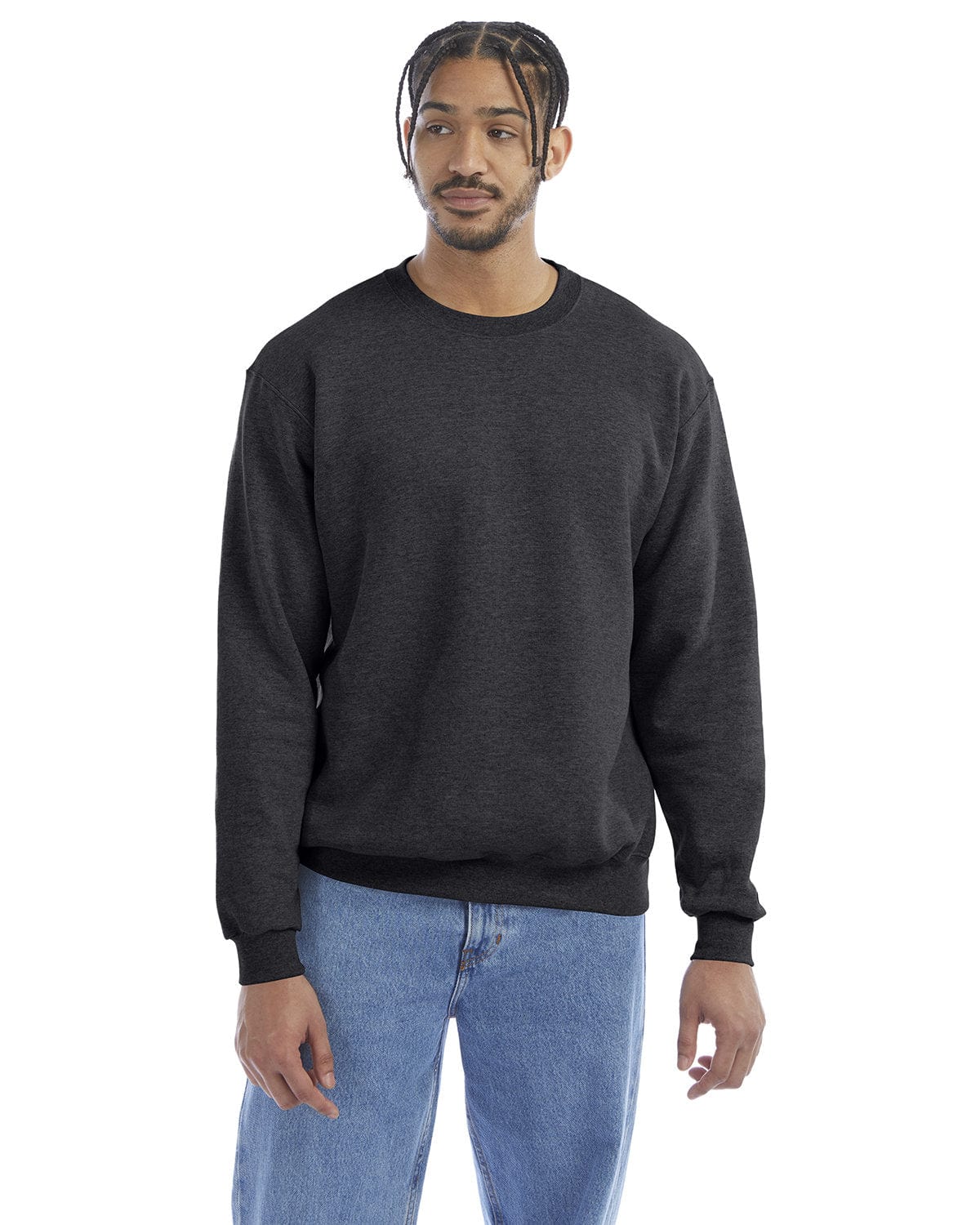 Champion EcoSmart Crewneck Sweatshirt S600 | Charcoal Heather - Front