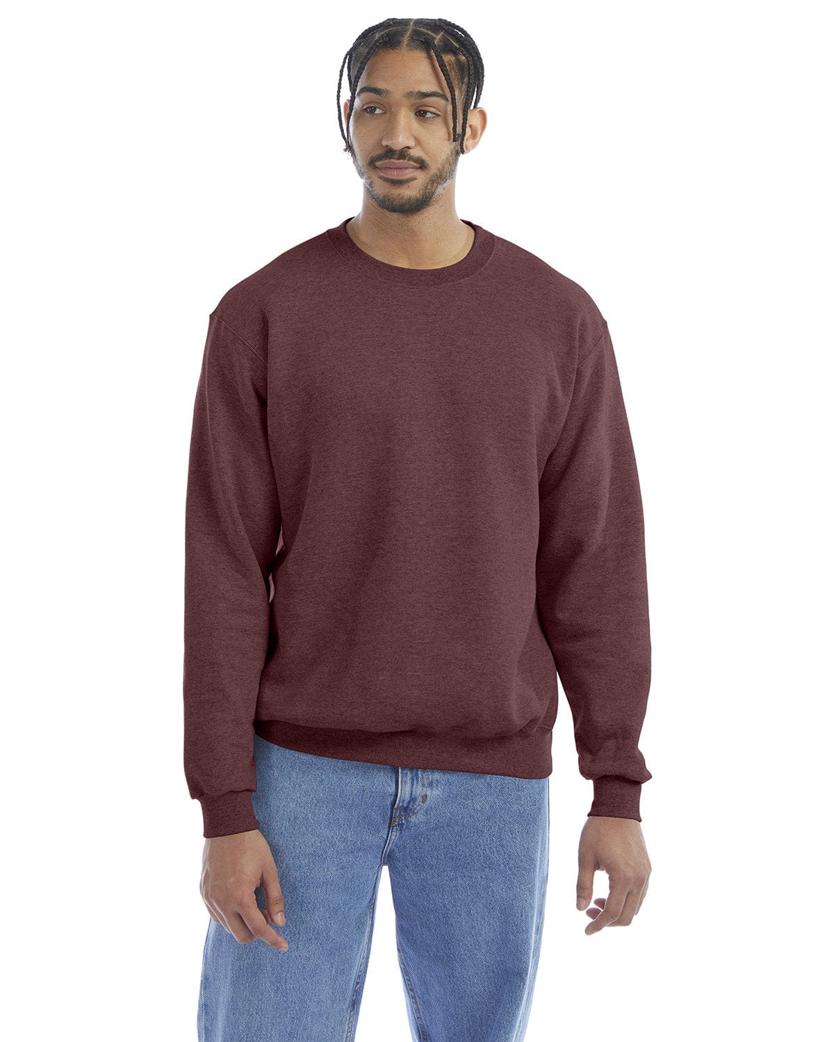 Champion EcoSmart Crewneck Sweatshirt S600 | Maroon Heather - Front
