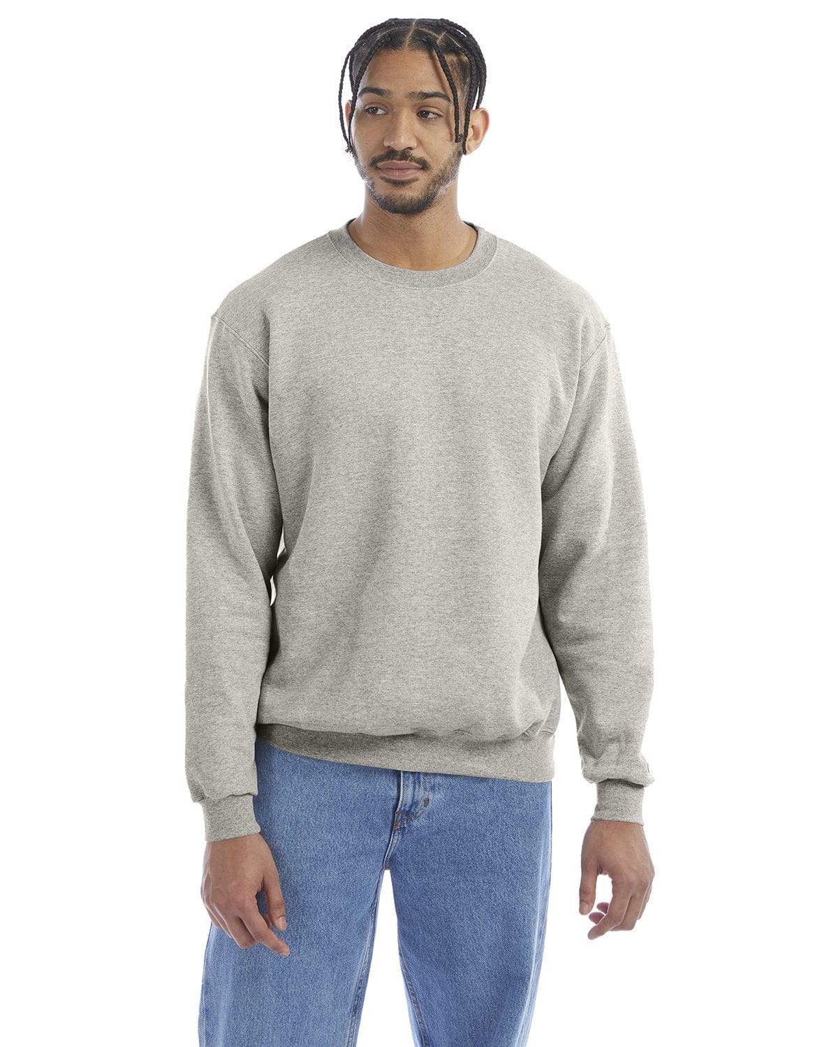Champion EcoSmart Crewneck Sweatshirt S600 | Oatmeal Heather - Front