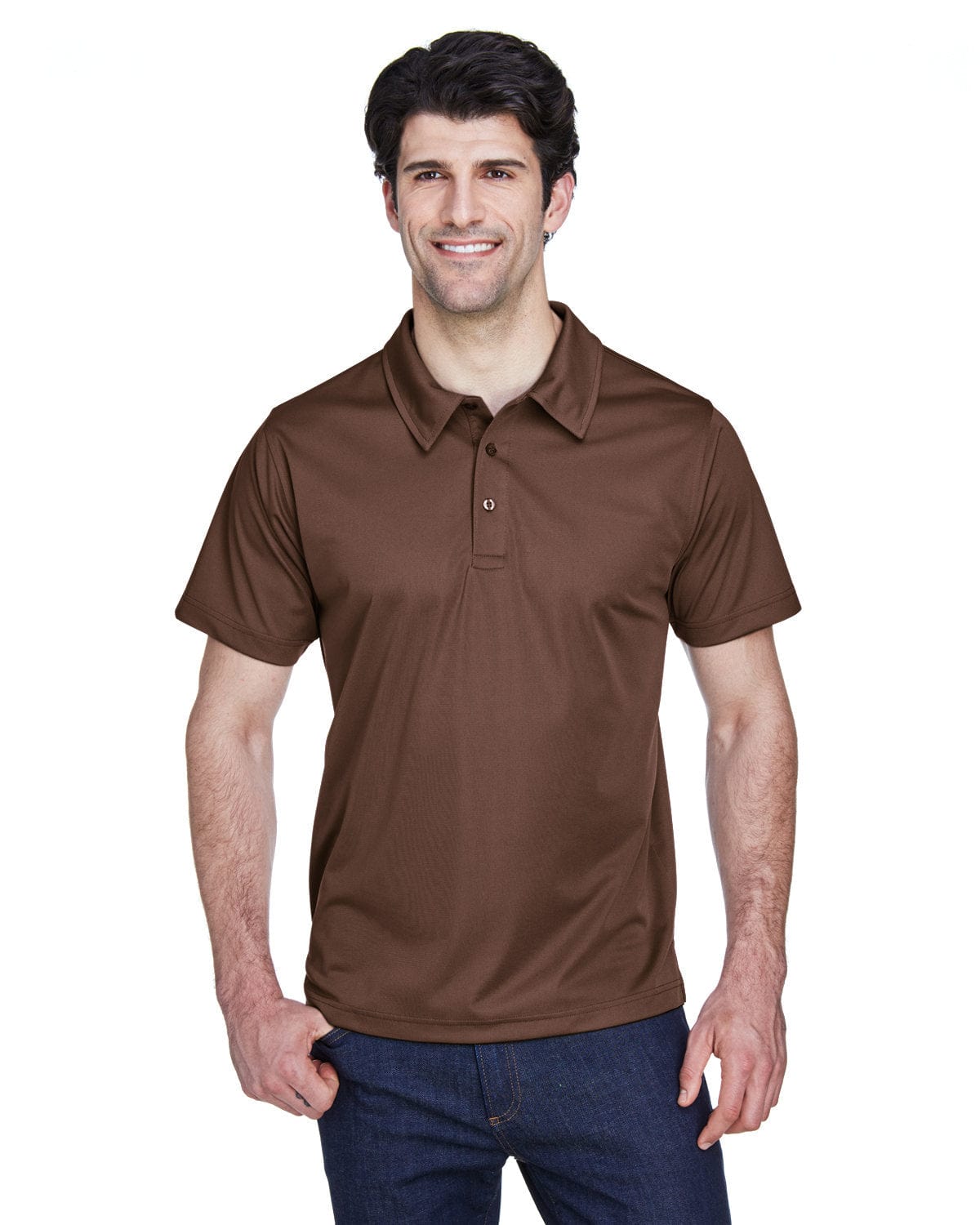 Team 365 Mens Command Snag Protection Polo TT21 | Sprt Dark Brown - Front